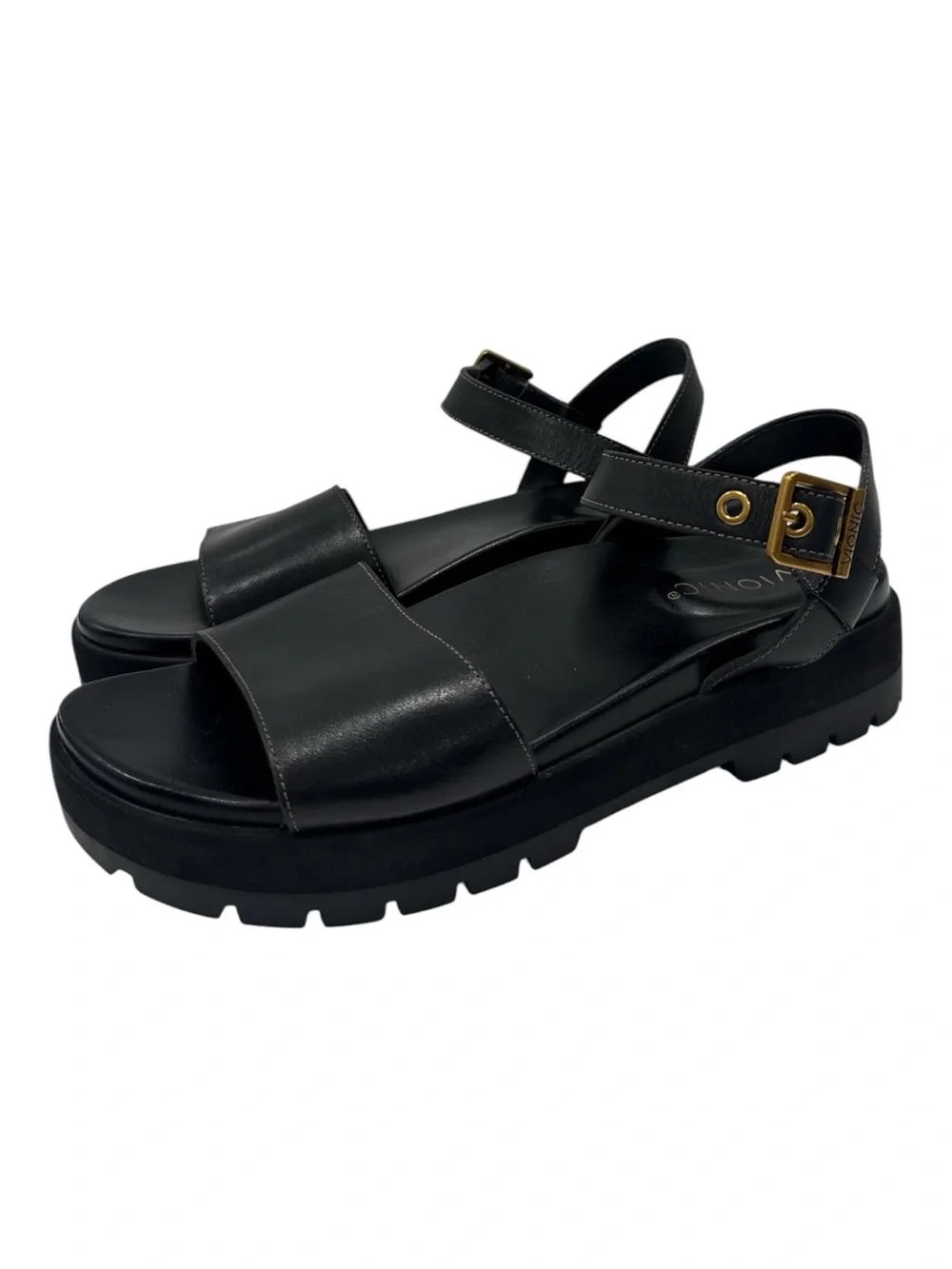 Vionic Women's Onyx Jamie Toe Adusjtable Strap Sandal  Lug-Sole Platform sz 7.5